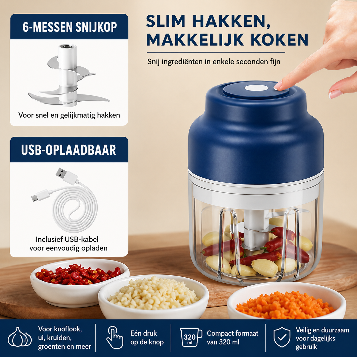 Krachtige oplaadbare blender – compact en draagbaar